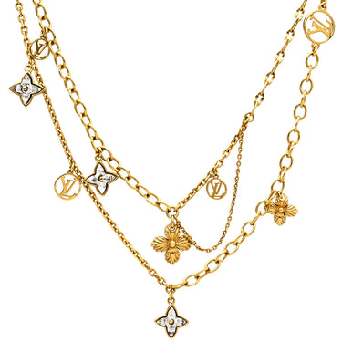 ルイヴィトン LOUIS VUITTON コリエ ブルーミング ストラス M68374 ゴールド GP ストラス ネックレス モノグラムフラワー LVサークル