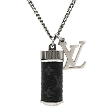 ルイヴィトン LOUIS VUITTON コリエ チャームズ M63641 シルバー×ブラック GP モノグラムエクリプス ネックレス ボトルネックレス
