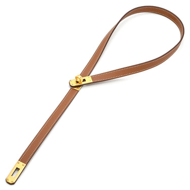 エルメス HERMES ケリー ラリアット ゴールド ヴォースイフト GP ネックレス ゴールド金具 ロング 茶