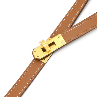 エルメス HERMES ケリー ラリアット ゴールド ヴォースイフト GP ネックレス ゴールド金具 ロング 茶