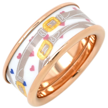 エルメス HERMES ブリッド ドゥ ガラ ラヴ ホワイト×マルチカラー GP 七宝焼き ＃T57 リング 指輪 ローズゴールド金具 ピンクゴールド金具 白 黄 15.5号