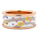 エルメス HERMES ブリッド ドゥ ガラ ラヴ ホワイト×マルチカラー GP 七宝焼き ＃T57 リング 指輪 ローズゴールド金具 ピンクゴールド金具 白 黄 15.5号