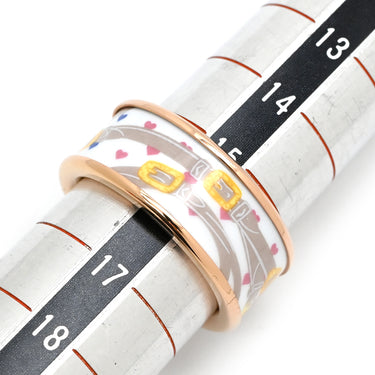 エルメス HERMES ブリッド ドゥ ガラ ラヴ ホワイト×マルチカラー GP 七宝焼き ＃T57 リング 指輪 ローズゴールド金具 ピンクゴールド金具 白 黄 15.5号