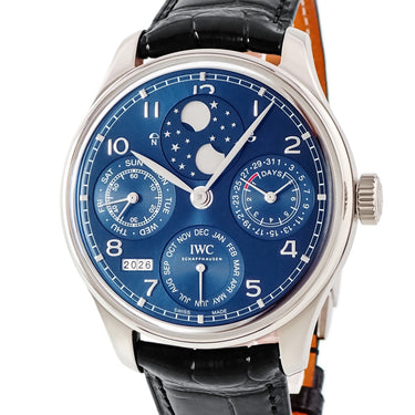 腕時計 IWC IWC ポルトギーゼ パーペチュアルカレンダー IW503401 自動巻き メンズ K18WG無垢 青 アラビア 永久カレンダー