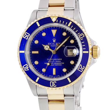 腕時計 ロレックス ROLEX サブマリーナー デイト 16613 L番 自動巻き メンズ OH済 L番 K18YG×SS コンビ 青サブ ヴァイオレット