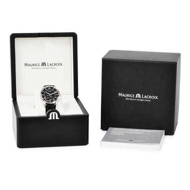 腕時計 モーリスラクロア Maurice Lacroix ポントス パワーリザーブ PT6368-SS001-330-1 自動巻き メンズ 未使用 ブラック デイト バー