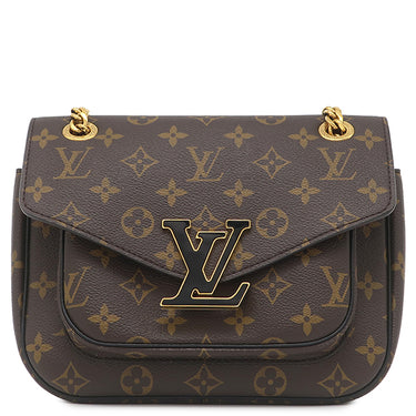 ルイヴィトン LOUIS VUITTON パッシー M45592 モノグラム モノグラムキャンバス レザー ショルダーバッグ ゴールド金具 茶 ボルドー Wチェーン