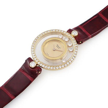 腕時計 ショパール CHOPARD ハッピーダイヤモンド 20/3926 クオーツ レディース K18YG無垢 純正ダイヤ ムービング シャンパン