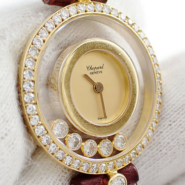 腕時計 ショパール CHOPARD ハッピーダイヤモンド 20/3926 クオーツ レディース K18YG無垢 純正ダイヤ ムービング シャンパン