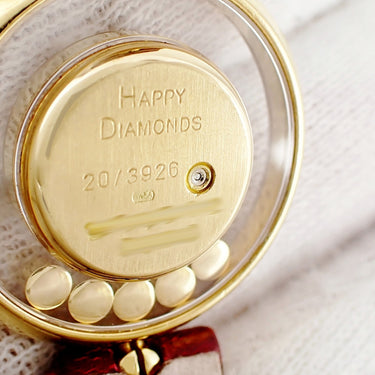 腕時計 ショパール CHOPARD ハッピーダイヤモンド 20/3926 クオーツ レディース K18YG無垢 純正ダイヤ ムービング シャンパン