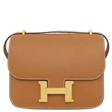 エルメス HERMES コンスタンス3 ミニ ミロワール ゴールド ヴォーエプソン ショルダーバッグ ゴールド金具 茶