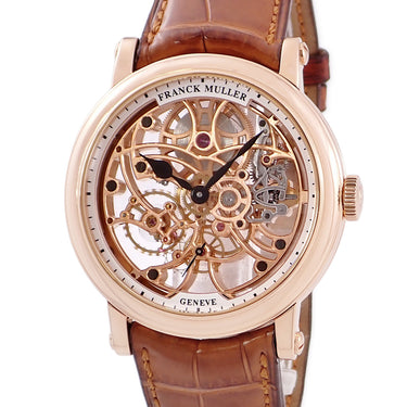 腕時計 フランクミュラー FRANCK MULLER ラウンド 7デイズ パワーリザーブ スケルトン 7042 B S6 SQT 手巻き メンズ OH済 K18RG無垢