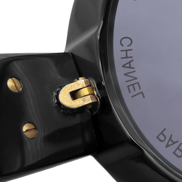 シャネル CHANEL ラウンド シェイプ 01949 ブラック プラスチック サングラス ゴールド金具 黒 ココマーク サークルロゴ