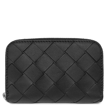 ボッテガヴェネタ BOTTEGA VENETA イントレチャート コインパース ブラック レザー コインケース シルバー金具 黒 小銭入れ コンパクト