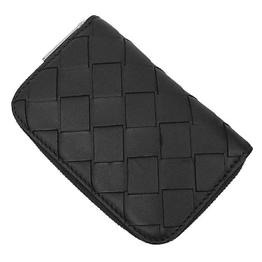 ボッテガヴェネタ BOTTEGA VENETA イントレチャート コインパース ブラック レザー コインケース シルバー金具 黒 小銭入れ コンパクト