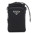 プラダ PRADA Re-Nylon スマートフォンケース 2ZH155 ブラック ナイロン レザー ショルダーバッグ シルバー金具 三角ロゴ ショルダー ドロスト ポシェット
