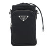 プラダ PRADA Re-Nylon スマートフォンケース 2ZH155 ブラック ナイロン レザー ショルダーバッグ シルバー金具 三角ロゴ ショルダー ドロスト ポシェット