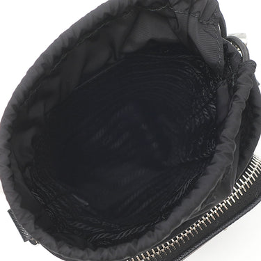 プラダ PRADA Re-Nylon スマートフォンケース 2ZH155 ブラック ナイロン レザー ショルダーバッグ シルバー金具 三角ロゴ ショルダー ドロスト ポシェット