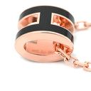 エルメス HERMES ポップアッシュ ミニ ペンダント ブラック×ローズゴールド メタル ラッカー ネックレス 黒 Hモチーフ 新品 未使用