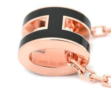 エルメス HERMES ポップアッシュ ミニ ペンダント ブラック×ローズゴールド メタル ラッカー ネックレス 黒 Hモチーフ 新品 未使用