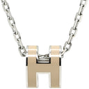 エルメス HERMES ポップアッシュ ミニ ペンダント マロングラッセ×シルバー メタル ラッカー ネックレス Hモチーフ