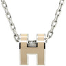 エルメス HERMES ポップアッシュ ミニ ペンダント マロングラッセ×シルバー メタル ラッカー ネックレス Hモチーフ