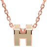 エルメス HERMES ポップアッシュ ミニ ペンダント マロングラッセ×ローズゴールド メタル ラッカー ネックレス Hモチーフ 新品 未使用