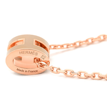 エルメス HERMES ポップアッシュ ミニ ペンダント マロングラッセ×ローズゴールド メタル ラッカー ネックレス Hモチーフ 新品 未使用