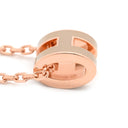 エルメス HERMES ポップアッシュ ミニ ペンダント マロングラッセ×ローズゴールド メタル ラッカー ネックレス Hモチーフ 新品 未使用