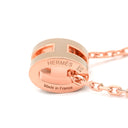 エルメス HERMES ポップアッシュ ミニ ペンダント マロングラッセ×ローズゴールド メタル ラッカー ネックレス Hモチーフ 新品 未使用