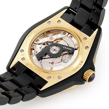 腕時計 シャネル CHANEL J12 キャリバー3125 42MM H2918 自動巻き メンズ K18YG無垢×セラミック コンビ ブラック フルマット