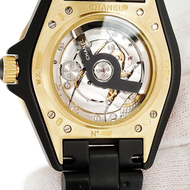 腕時計 シャネル CHANEL J12 キャリバー3125 42MM H2918 自動巻き メンズ K18YG無垢×セラミック コンビ ブラック フルマット