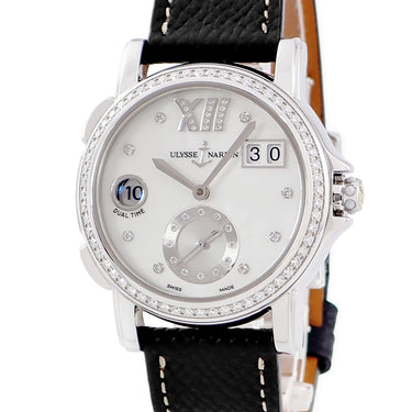 腕時計 ユリスナルダン ULYSSE NARDIN デュアルタイム レディ 243-22 自動巻き メンズ レディース 純正ダイヤ ホワイト シェル GMT