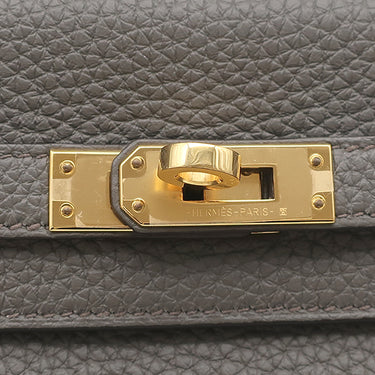 エルメス HERMES ケリー25 内縫い エタン トゴ 2WAYバッグ ゴールド金具 グレー