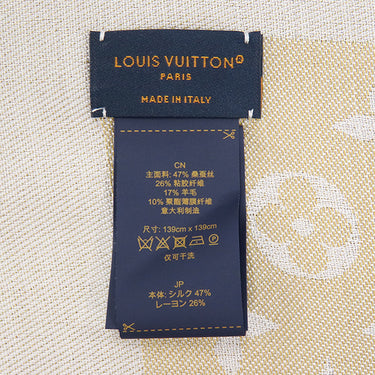 ルイヴィトン LOUIS VUITTON ショール モノグラム シャイン M75121 グレージュ×ゴールド シルク レーヨン ウール ポリエステル ストール