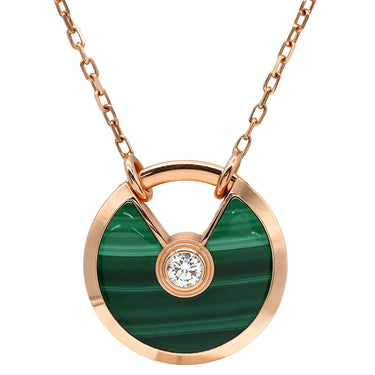 カルティエ Cartier アミュレット ドゥ カルティエ SM グリーン×ピンクゴールド K18PG ダイヤモンド マラカイト ネックレス 750 18K 18金 ダイヤ マラカイト 緑