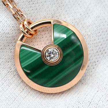 カルティエ Cartier アミュレット ドゥ カルティエ SM グリーン×ピンクゴールド K18PG ダイヤモンド マラカイト ネックレス 750 18K 18金 ダイヤ マラカイト 緑