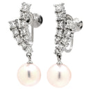 タサキ TASAKI パール ダイヤ パールホワイト×プラチナシルバー Pt900 パール ダイヤモンド イヤリング 真珠 プラチナ ネジ式 1Pパール ドロップ スウィング