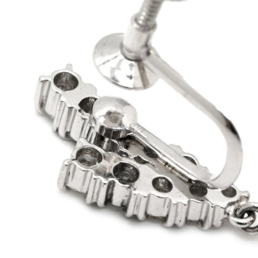 タサキ TASAKI パール ダイヤ パールホワイト×プラチナシルバー Pt900 パール ダイヤモンド イヤリング 真珠 プラチナ ネジ式 1Pパール ドロップ スウィング