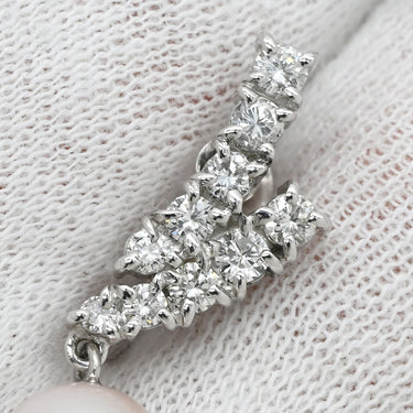 タサキ TASAKI パール ダイヤ パールホワイト×プラチナシルバー Pt900 パール ダイヤモンド イヤリング 真珠 プラチナ ネジ式 1Pパール ドロップ スウィング