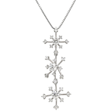 タサキ TASAKI スノーフレーク 3モチーフ ホワイトゴールド K18WG ダイヤモンド ネックレス TASAKI ダイヤ Au K18 750WG スウィング ドロップ