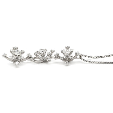 タサキ TASAKI スノーフレーク 3モチーフ ホワイトゴールド K18WG ダイヤモンド ネックレス TASAKI ダイヤ Au K18 750WG スウィング ドロップ