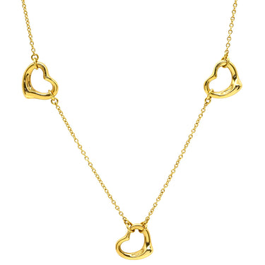 ティファニー Tiffany & Co オープンハート 3モチーフ イエローゴールド K18YG ネックレス T＆Co. 18K 18金 750 YG エルサペレッティ