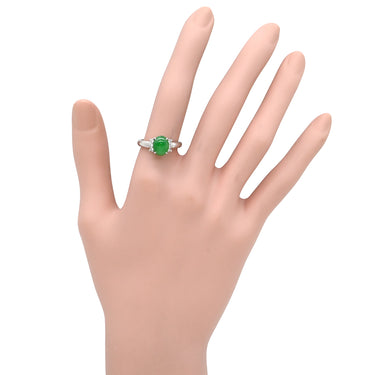 タサキ TASAKI ヒスイ ジェイダイト ダイヤ グリーン×プラチナシルバー Pt900 ヒスイ ダイヤモンド リング 指輪 TASAKI 緑 プラチナ 翡翠 オーバルカボション 13号