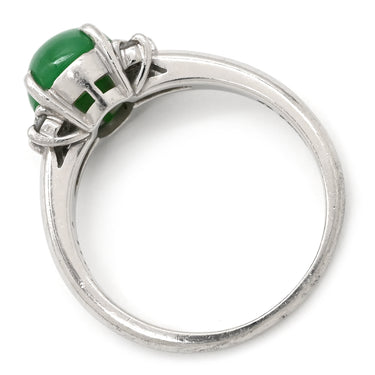 タサキ TASAKI ヒスイ ジェイダイト ダイヤ グリーン×プラチナシルバー Pt900 ヒスイ ダイヤモンド リング 指輪 TASAKI 緑 プラチナ 翡翠 オーバルカボション 13号
