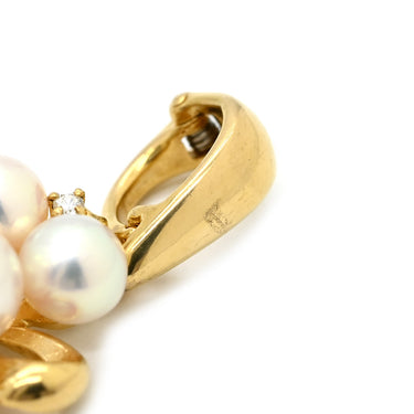 タサキ TASAKI パール ダイヤ フラワーモチーフ パールホワイト×イエローゴールド K18YG ダイヤモンド パール ペンダントトップ Au750 18K 真珠 あこや アコヤ チャーム 花束 リボン