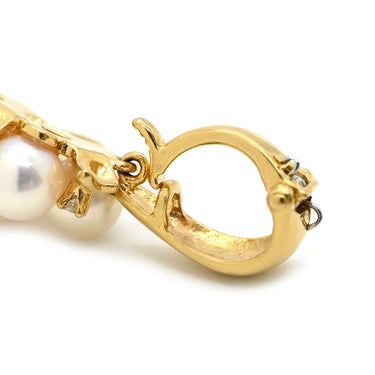 タサキ TASAKI パール ダイヤ フラワーモチーフ パールホワイト×イエローゴールド K18YG ダイヤモンド パール ペンダントトップ Au750 18K 真珠 あこや アコヤ チャーム 花束 リボン