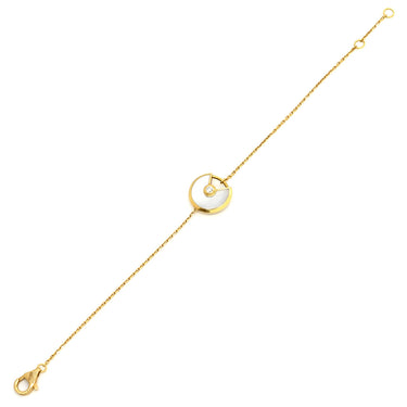 カルティエ Cartier アミュレット ドゥ XS ホワイト×イエローゴールド K18YG ダイヤモンド マザーオブパール ブレスレット 白 シェル 1Pダイヤモンド 750 18金