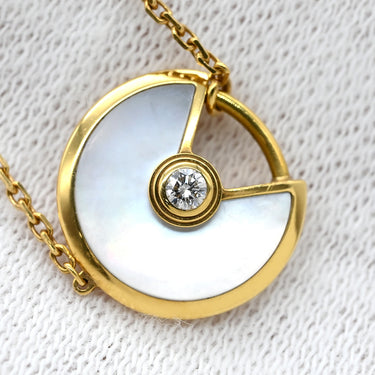 カルティエ Cartier アミュレット ドゥ XS ホワイト×イエローゴールド K18YG ダイヤモンド マザーオブパール ブレスレット 白 シェル 1Pダイヤモンド 750 18金