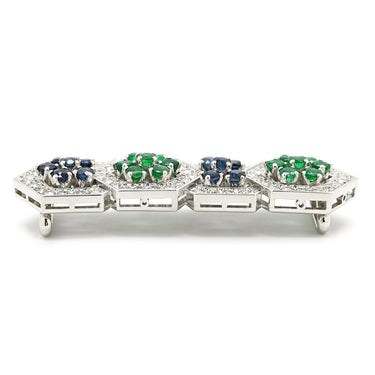ミキモト MIKIMOTO エメラルド ブルーサファイア ダイヤモンド グリーン×ブルー×プラチナシルバー Pt900 ダイヤモンド エメラルド ブルーサファイア ペンダントトップ 帯留 Pt900 プラチナ 緑 青 ネックレストップ